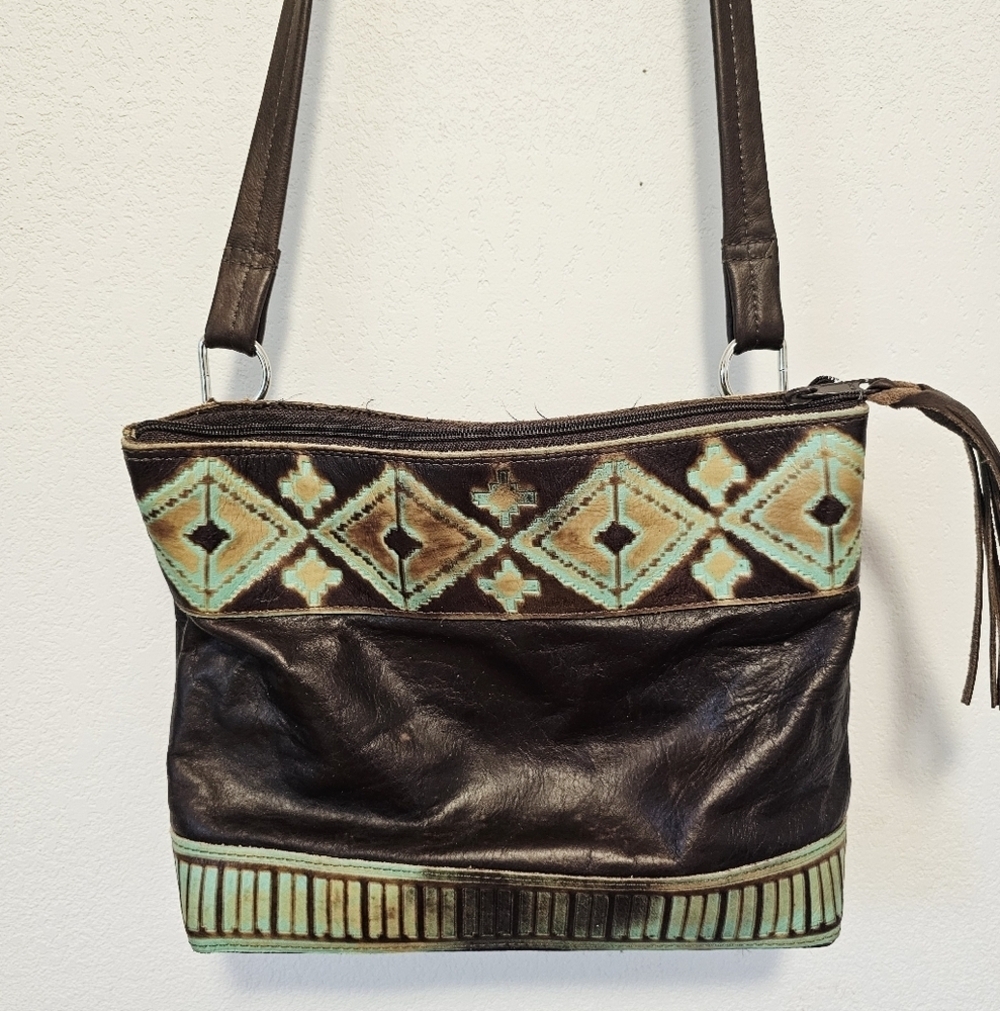 Handmade Leather Western Style Crossbody Purse
